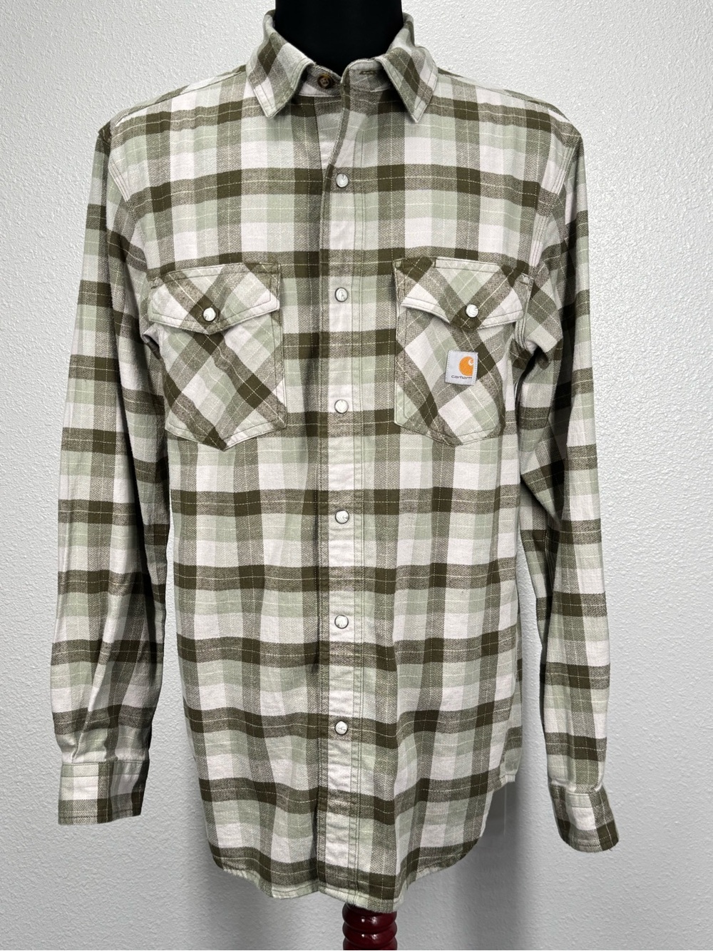 Carhartt Rugged Flex Relaxed Fit Flannel Long Sleeve Shirt Snap Down Small
